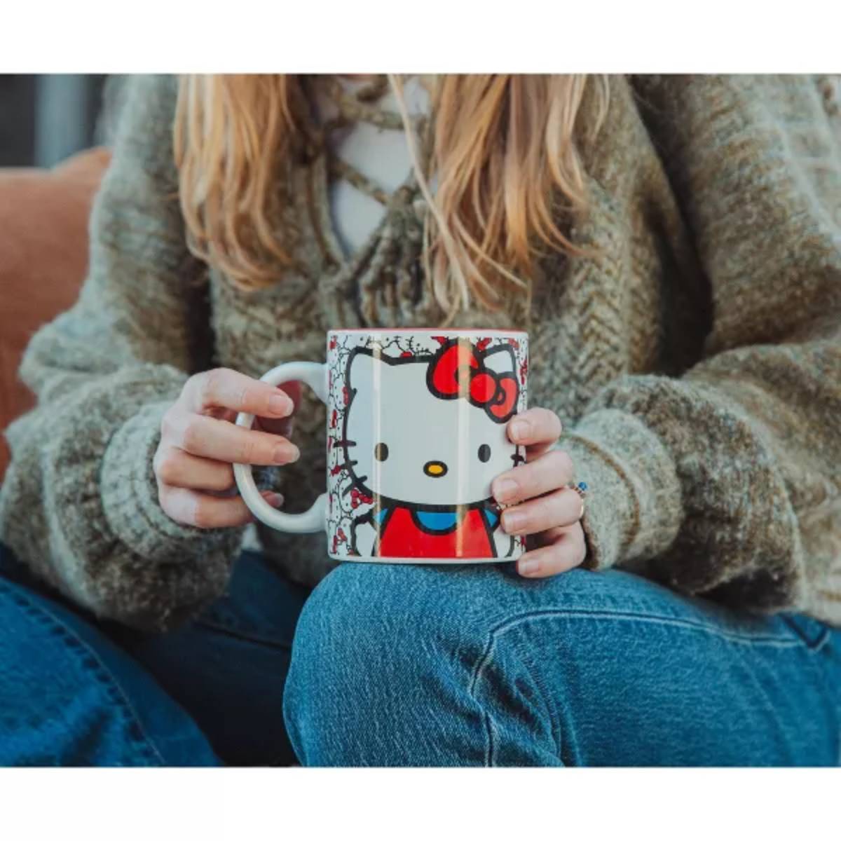 Sanrio Hello Kitty 20 oz Ceramic Allover Faces Mug - Multicolor