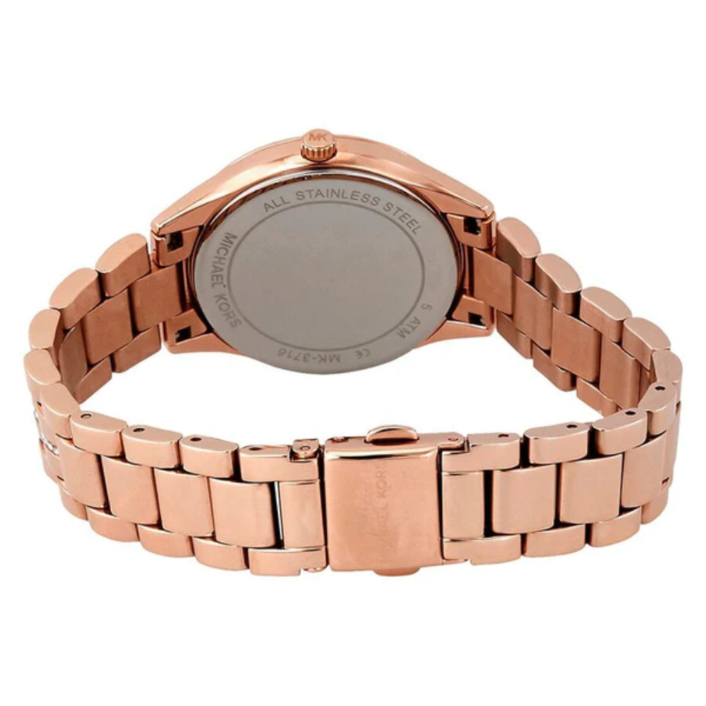 Michael Kors Lauryn Pave Women's 33mm Rose Gold-Tone Bracelet Watch - Mother of Pearl Dial
