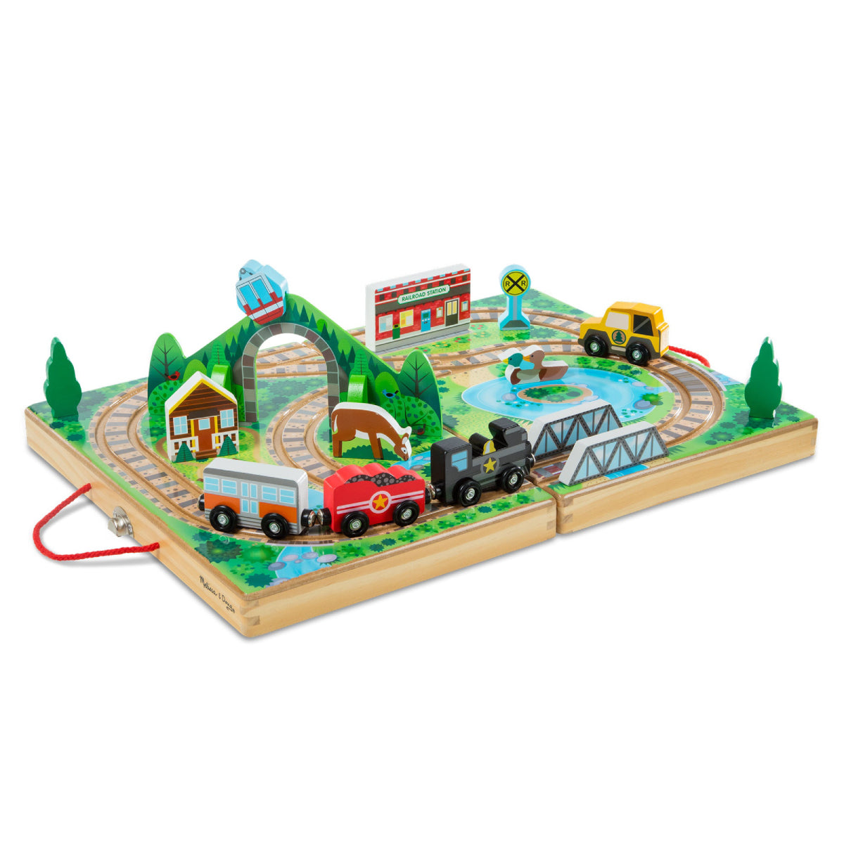 Melissa & Doug Take-Along Railroad Set with Storage Case (17-Pieces)