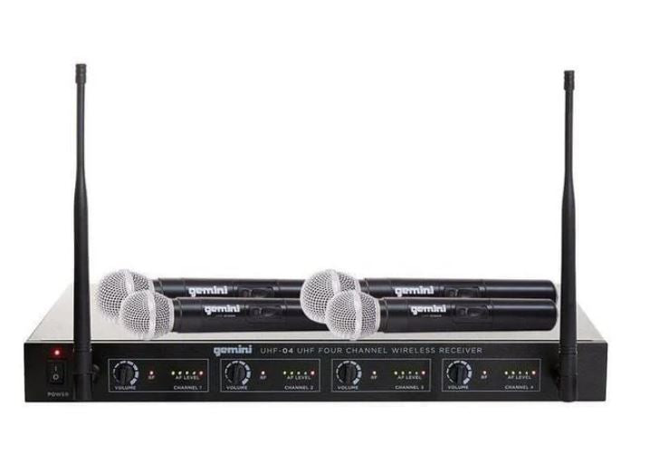 Gemini UHF/04M Wireless Handheld Microphone System - Black - Curacao