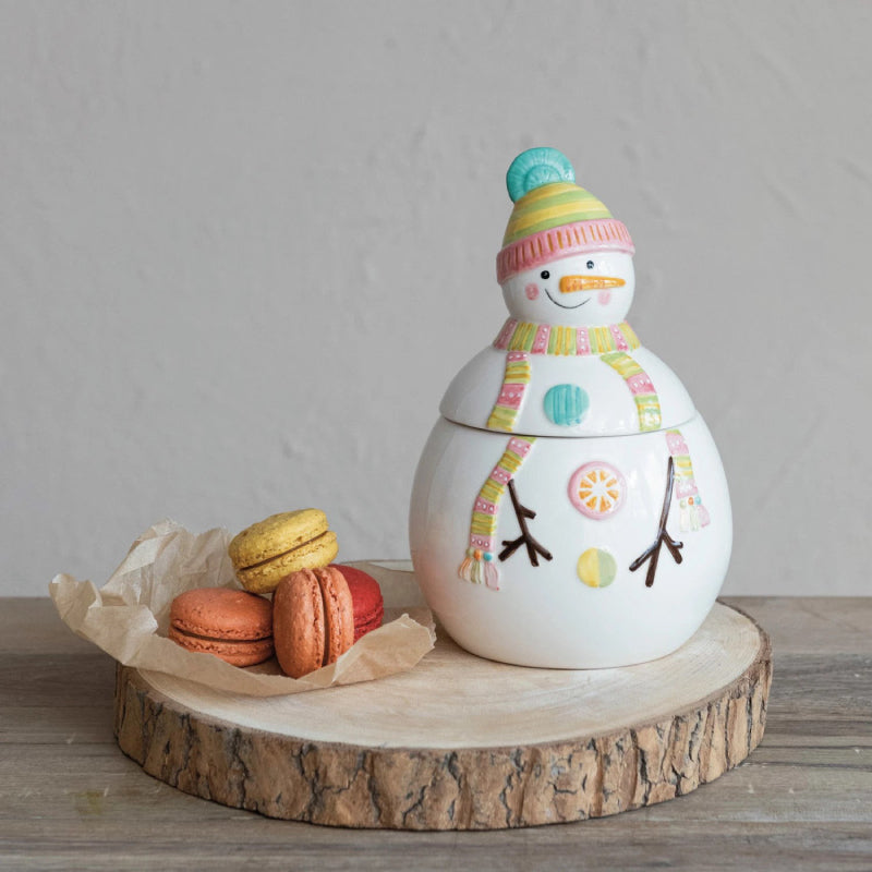 Creative Co-op Snowman Shaped Cookie Jar - Multicolor