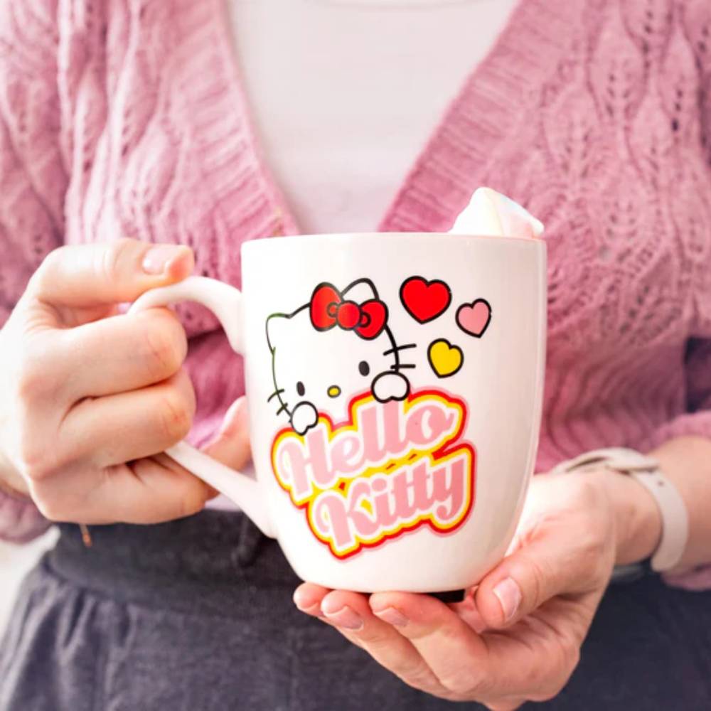 Sanrio Hello Kitty 18 oz Hearts Ceramic Mug - White