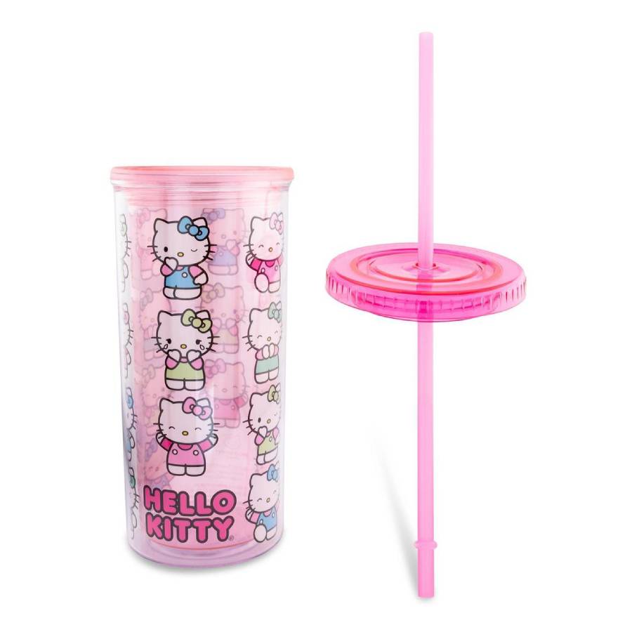Sanrio Hello Kitty Expressions 20 oz Carnival Cup With Lid and Straw - Pink