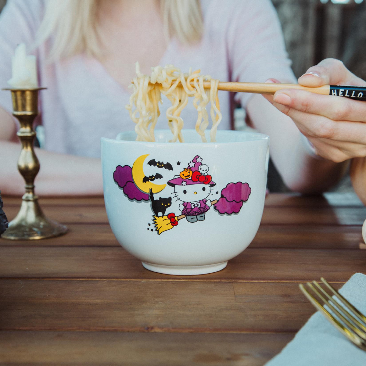 Sanrio Hello Kitty Witch 20 oz Ceramic Ramen Bowl and Chopstick Set