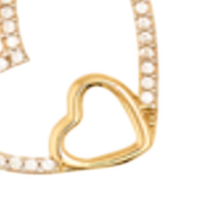 14K Yellow Gold Cubic Zirconia Double Heart Pendant