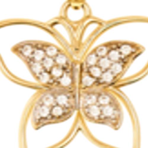 14K Yellow Gold Cubic Zirconia Butterfly Pendant