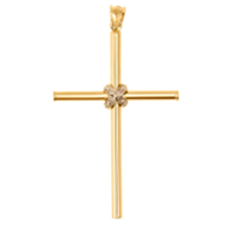 14K Yellow Gold Cubic Zirconia Cross Pendant