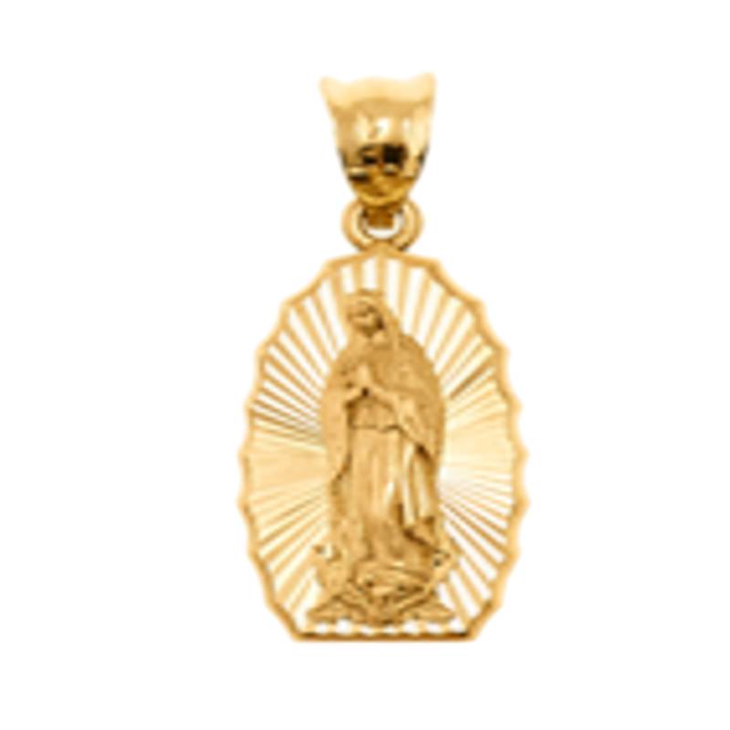 14K Yellow Gold Virgin Mary Pendant