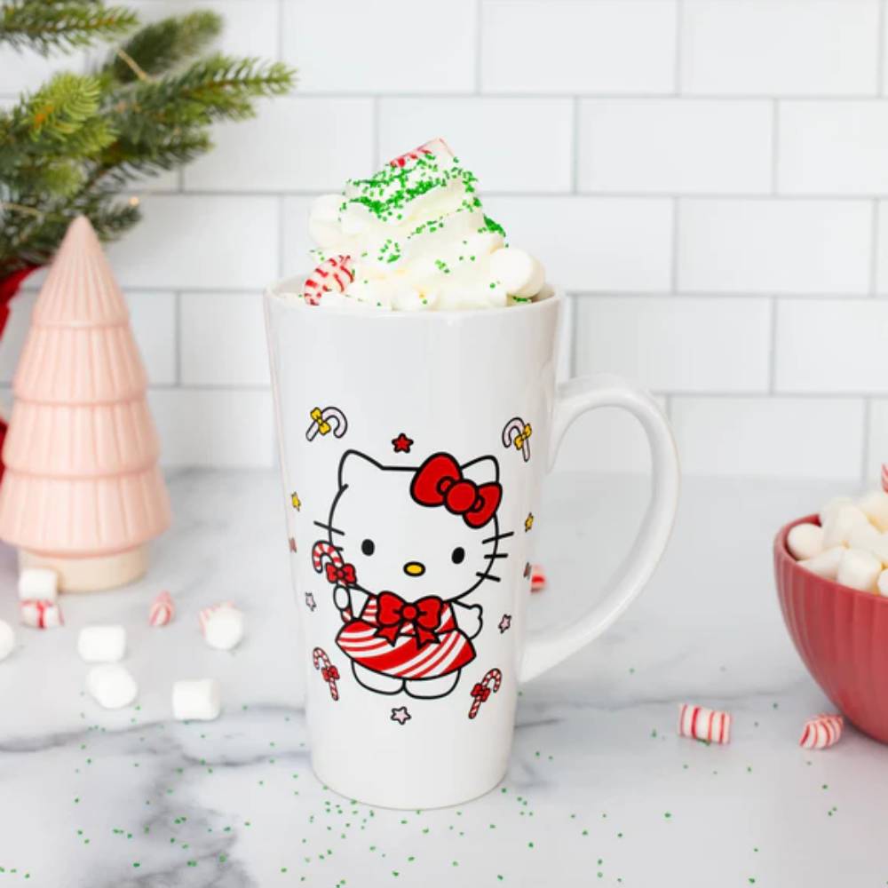 Sanrio Hello Kitty Candy Cane 16 oz Ceramic Mug - Red/White