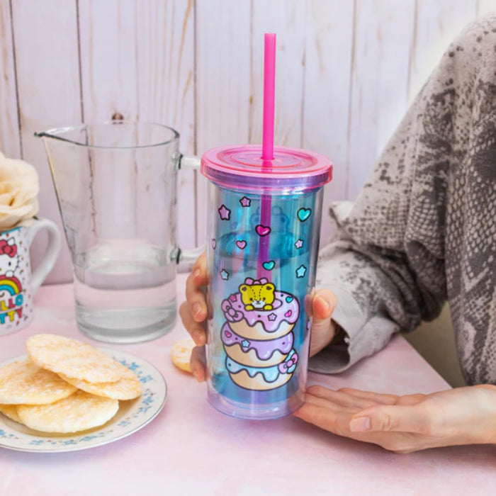 Sanrio Hello Kitty Stacked Donuts 20 oz Carnival Cup with Lid and Straw - Pink