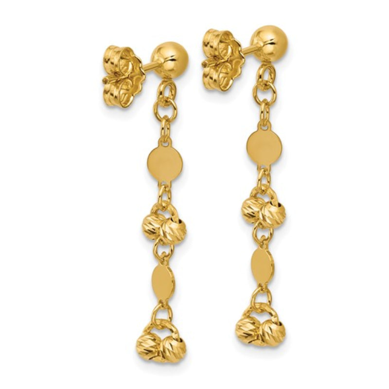 14K Leslie's Women's Diamond-Cut Beaded Fancy Circles Drop & Dangle Earrings in 14K Yellow Gold