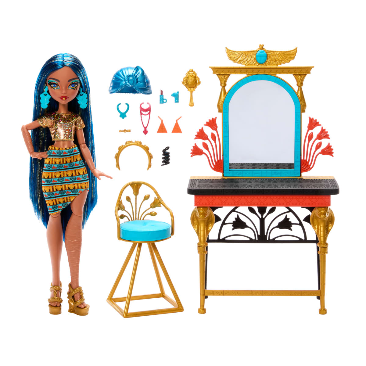 Monster High Cleo de Nile Doll Self-Scare Day Playset with Vanity Accessories