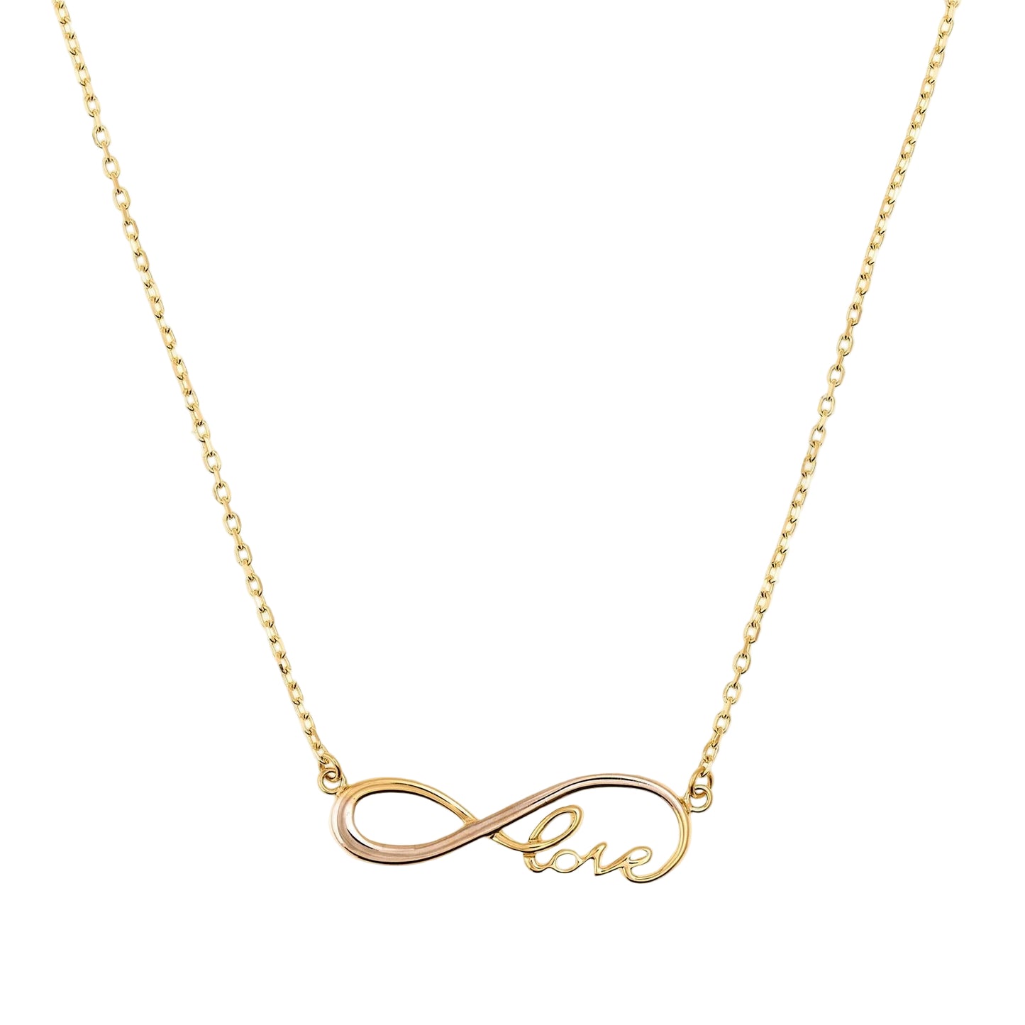 14K Yellow Gold Women's 17" Infinity and Love Necklace