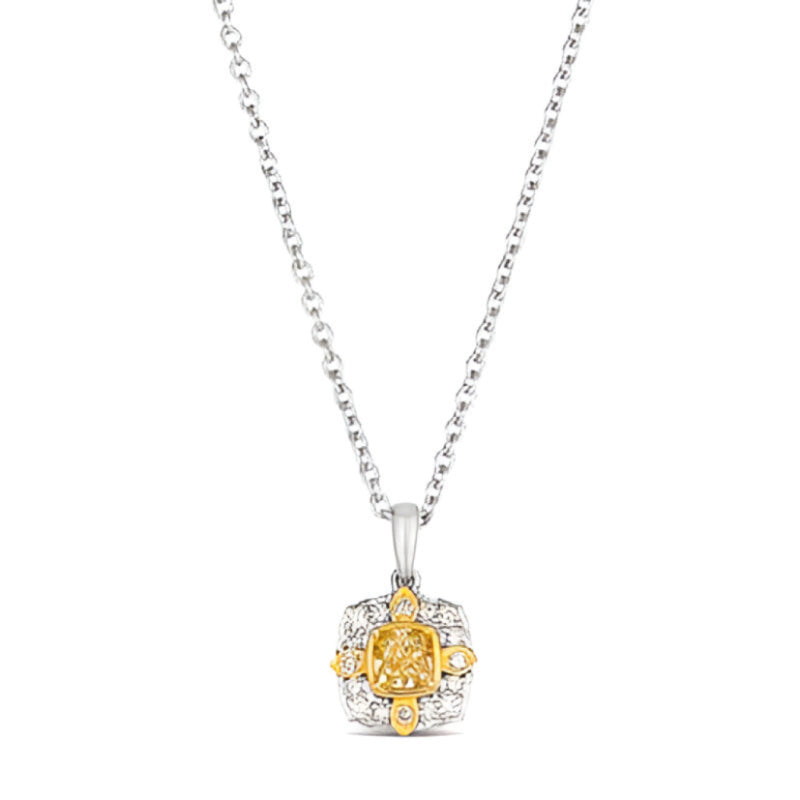 Le Vian Couture 0.37 ct. Fancy Light Yellow Diamond and 0.06 ct. Vanilla Diamonds Pendant Necklace in Platinum