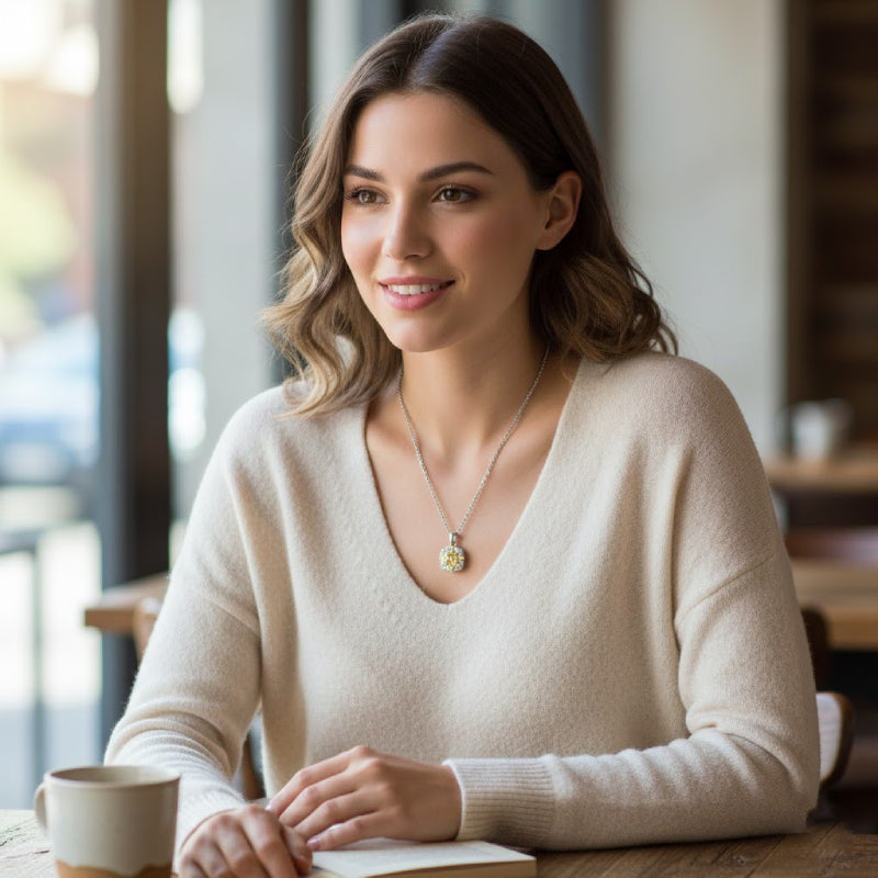 Le Vian Couture 0.37 ct. Fancy Light Yellow Diamond and 0.06 ct. Vanilla Diamonds Pendant Necklace in Platinum
