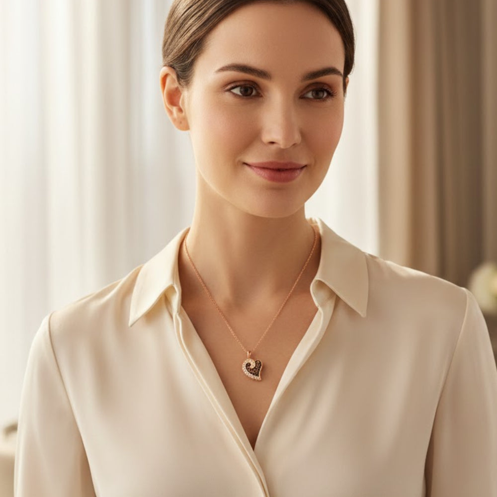 Le Vian Chocolatier 0.2 ct. Chocolate Diamonds and 0.1 ct. Vanilla Diamonds Pendant Necklace in 14K Strawberry Gold