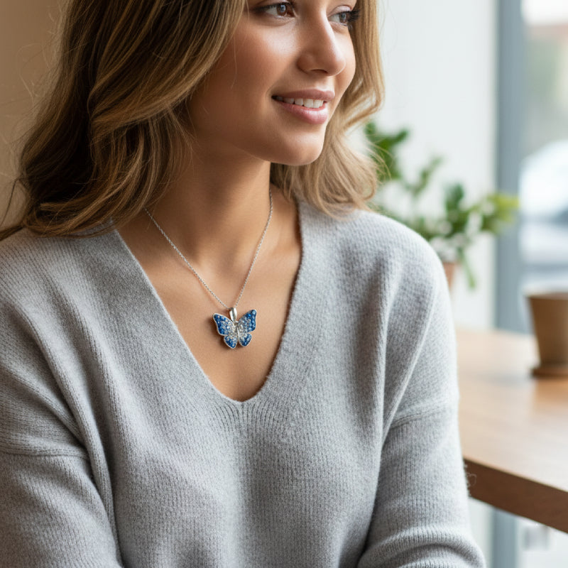 Le Vian Ombre 0.87 ct. Denim Ombre Sapphire and 0.12 ct. Vanilla Sapphire Pendant Necklace in 14K Vanilla Gold