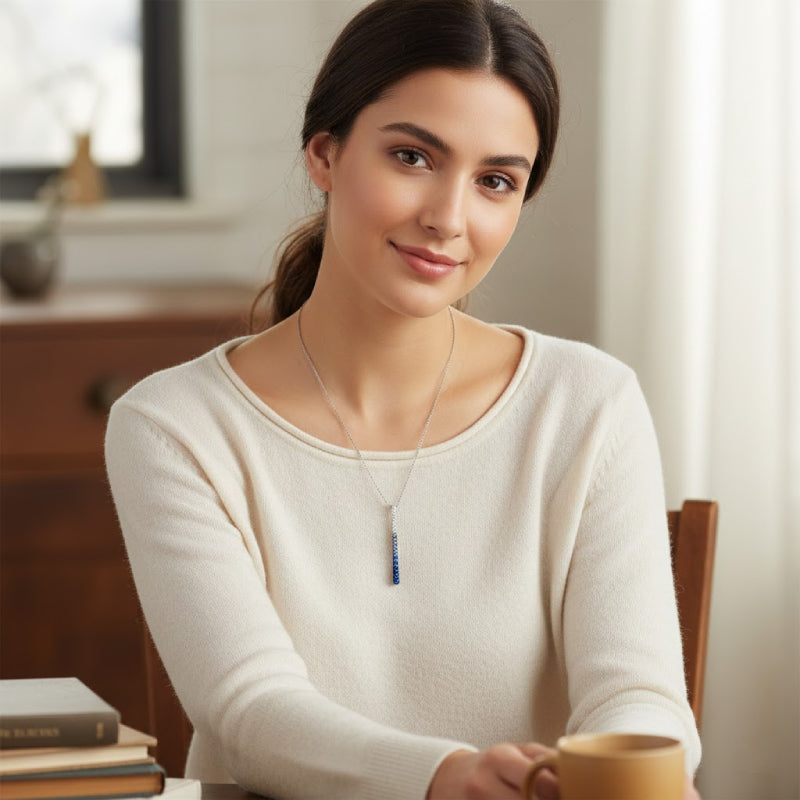 Le Vian Ombre 0.5 ct. Denim OmbrΓ© Sapphire and 0.12 ct. Vanilla Sapphire Pendant Necklace in 14K Vanilla Gold