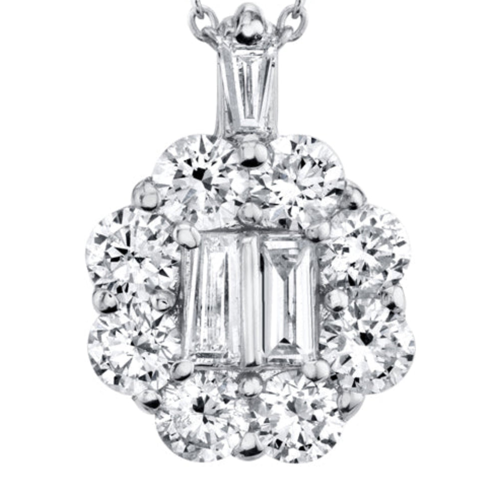 Shy Creation Glittara Women's 0.66 ct. Diamond Baguette Necklace in 14K White Gold