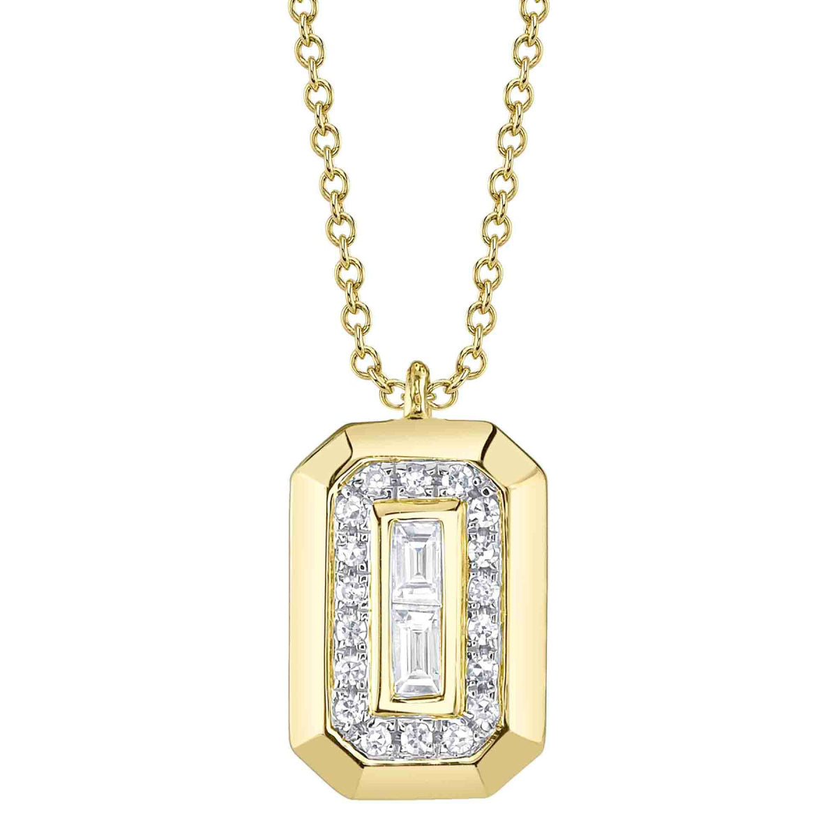 Shy Creation Vallon Women's 0.09 ct. Diamond Baguette Necklace in 14K Yellow Gold