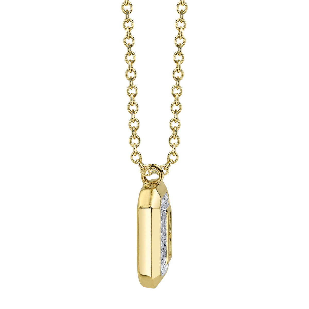 Shy Creation Vallon Women's 0.09 ct. Diamond Baguette Necklace in 14K Yellow Gold