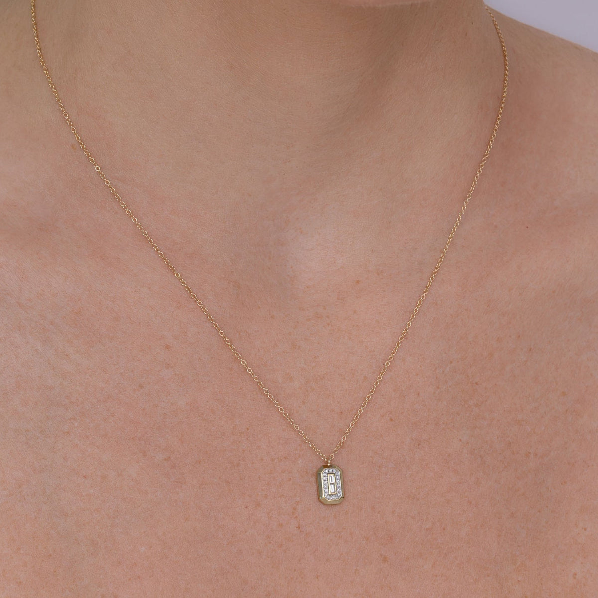 Shy Creation Vallon Women's 0.09 ct. Diamond Baguette Necklace in 14K Yellow Gold