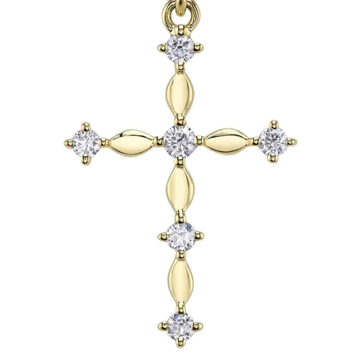 Shy Creation Kate Women's 18" 0.12 ct. Diamond Cross Necklace in 14K Yellow Gold