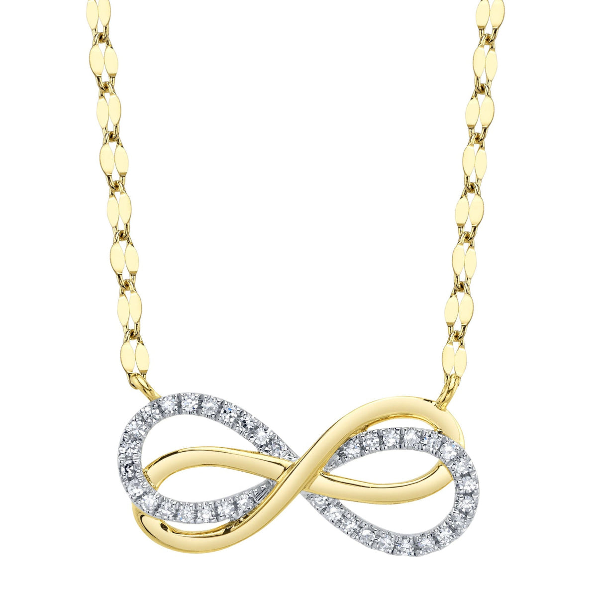 Shy Creation Kate Women's 0.09 ct. Diamond Infinity Sparkle Chain Necklace in 14K Yellow Gold