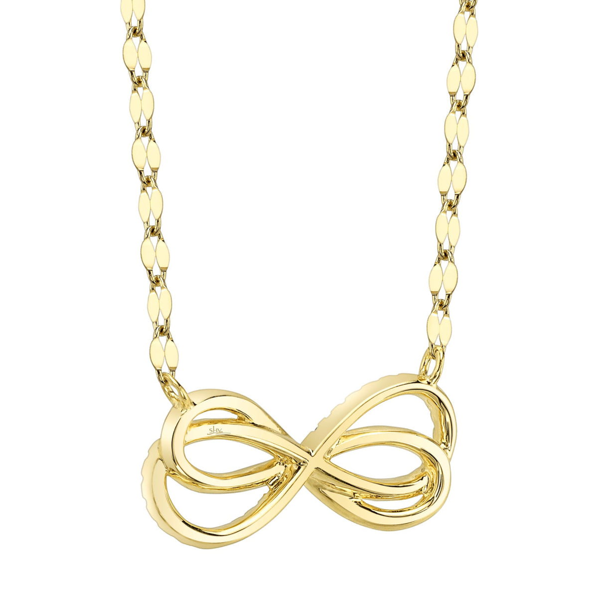 Shy Creation Kate Women's 0.09 ct. Diamond Infinity Sparkle Chain Necklace in 14K Yellow Gold