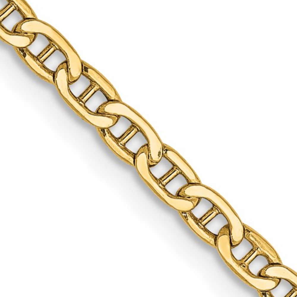 14K Yellow Gold 20" Semi -Soild Anchor Chain with Spring Ring Clasp