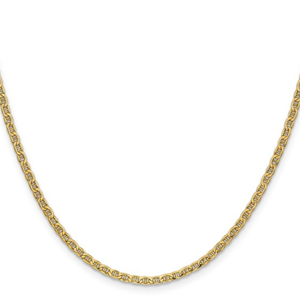 14K Yellow Gold Unisex 24" Semi-Soild Anchor Chain
