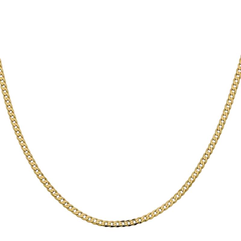 14K Yellow Gold Women's 24" Flat Beveled Curb Chain