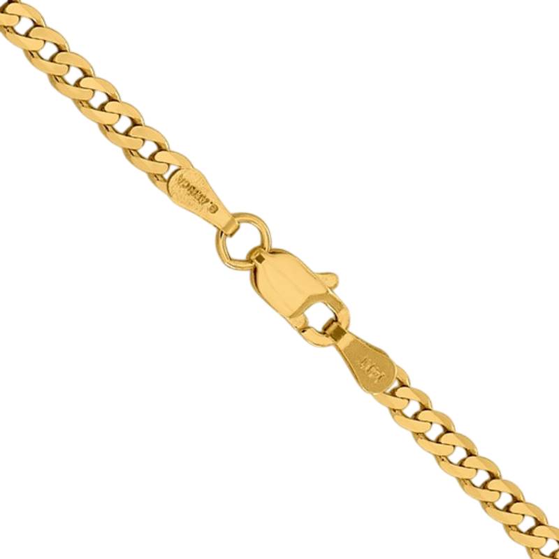 14K Yellow Gold Women's 24" Flat Beveled Curb Chain