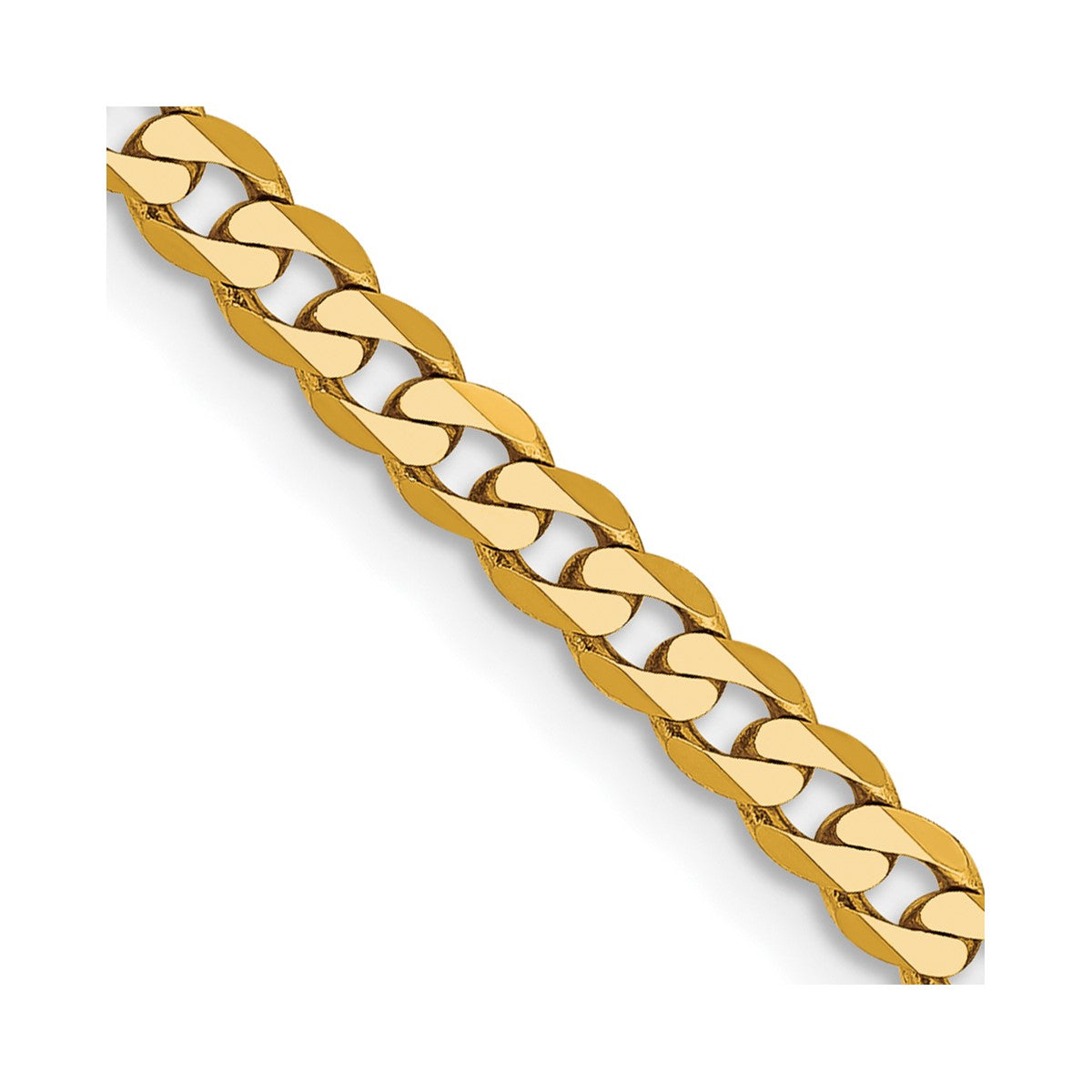 14k Yellow Gold Unisex Flat Beveled Curb Chain