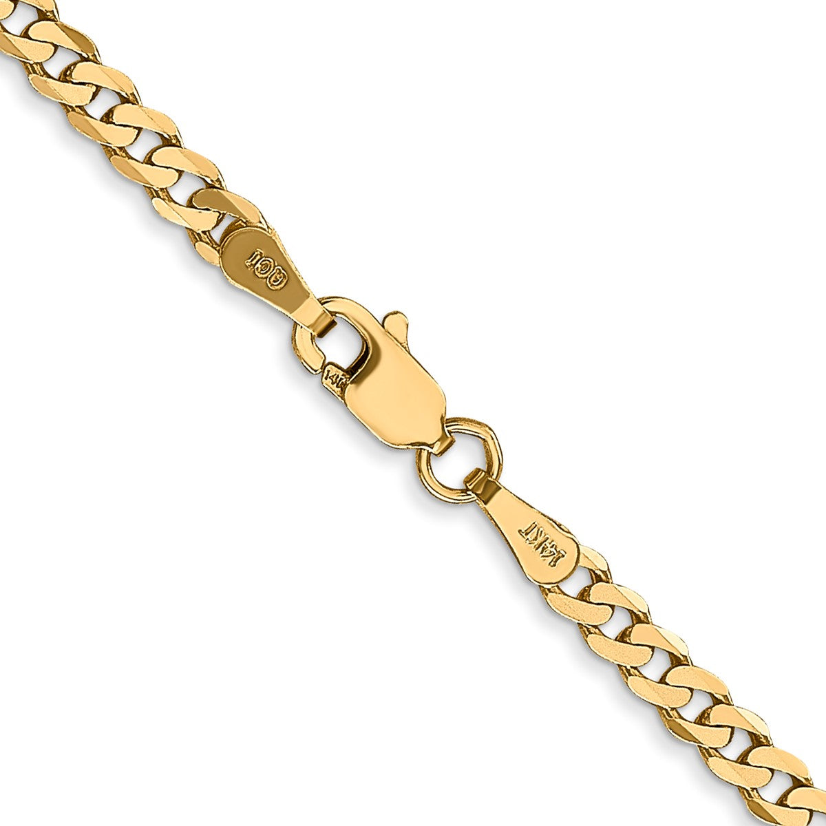 14K Yellow Gold Unisex 22" Flat Beveled Curb Chain