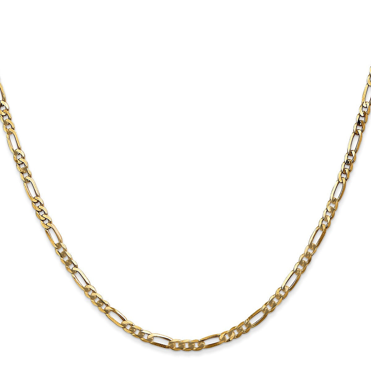 14K Yellow Gold Unisex 24" Flat Figaro Chain