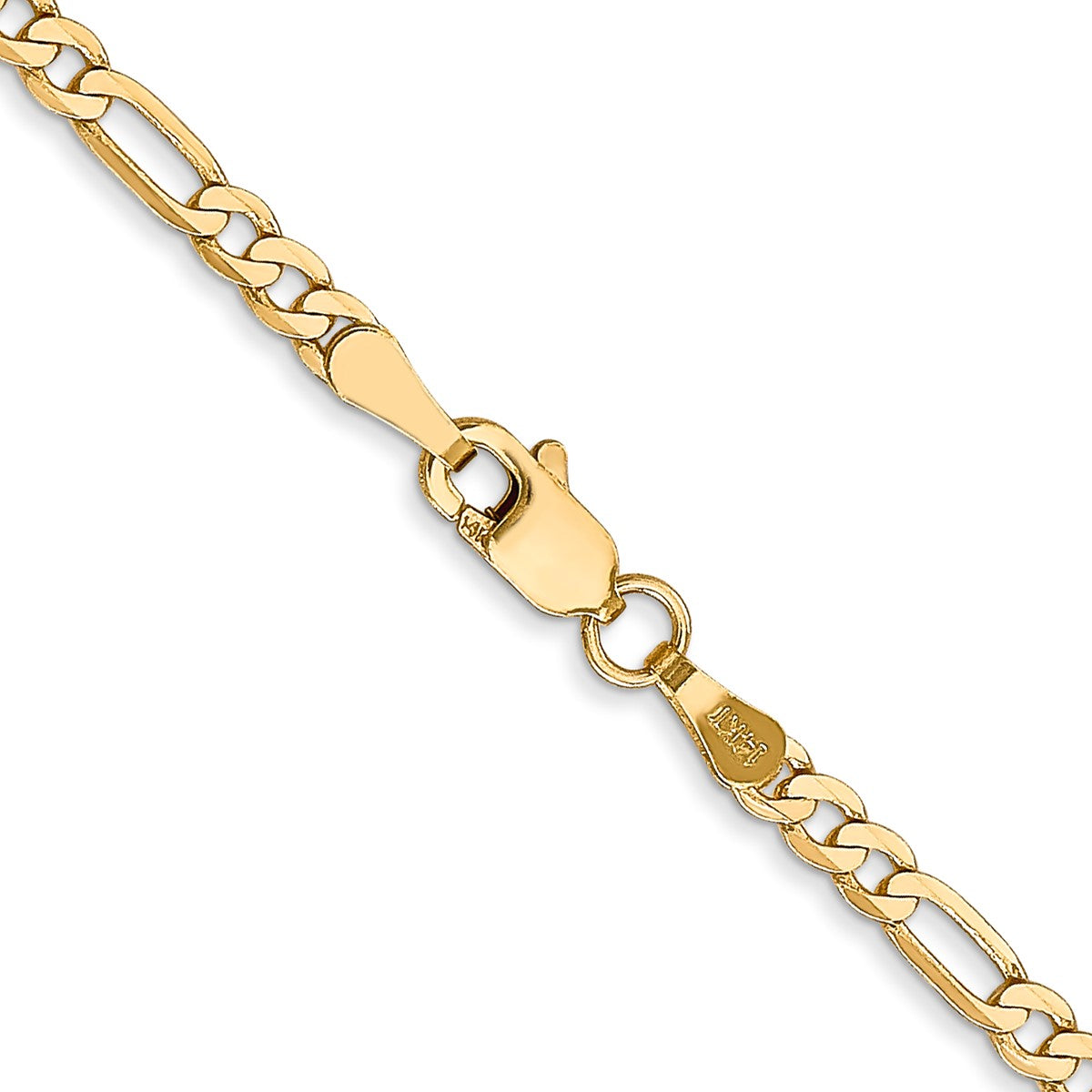 14K Yellow Gold Unisex 24" Flat Figaro Chain