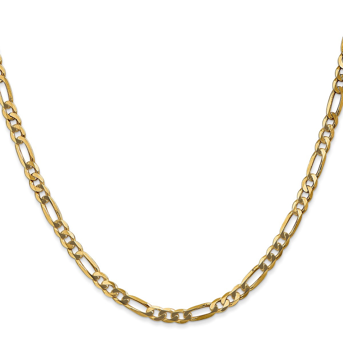 14K Yellow Gold Unisex 24" Flat Figaro Chain