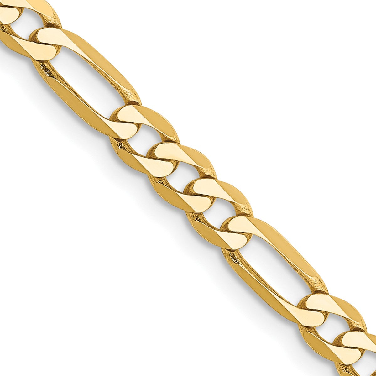 14K Yellow Gold Unisex 24" Flat Figaro Chain
