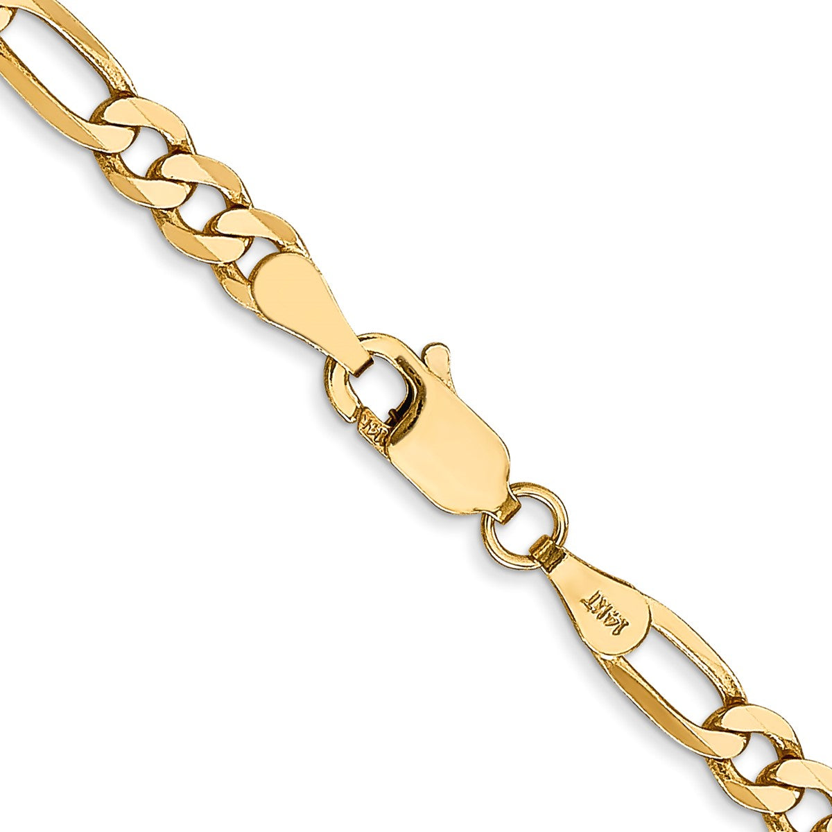 14K Yellow Gold Unisex 24" Flat Figaro Chain