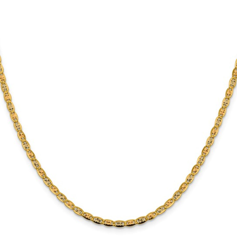 14K Tri-Color Gold Unisex Pavé Valentino Chain