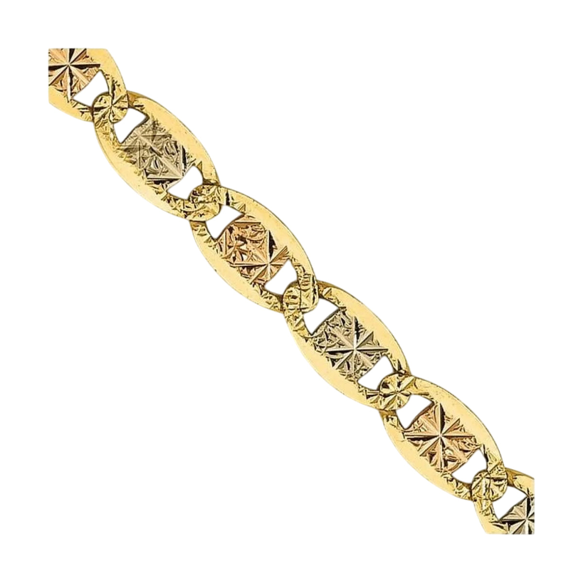14K Yellow Gold 26" Tri-color Pave Valentino Chain with Lobster Clasp