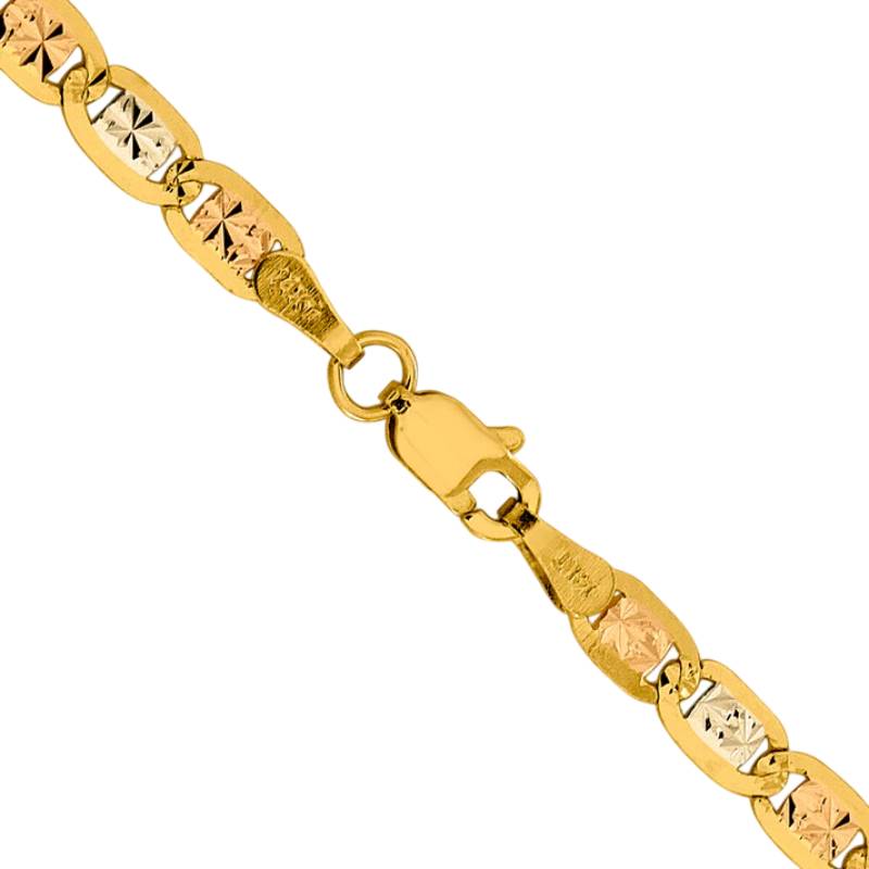 14K Tri-Color Gold Unisex 26" Pavé Valentino Chain