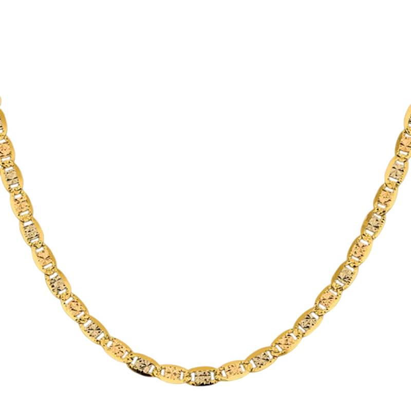 14K Tri-Color Gold Unisex 26" Pavé Valentino Chain