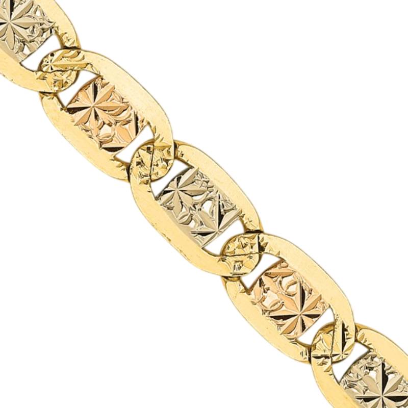 14K Tri-Color Gold Unisex 26" Pavé Valentino Chain
