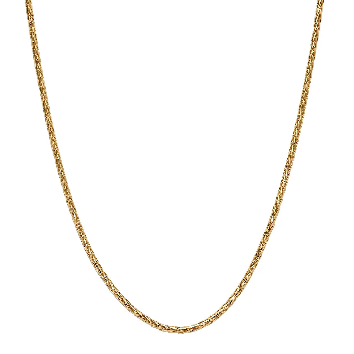 14K Yellow Gold Women's 22" Diamond-Cut Spiga Rhodium-Plated Chain