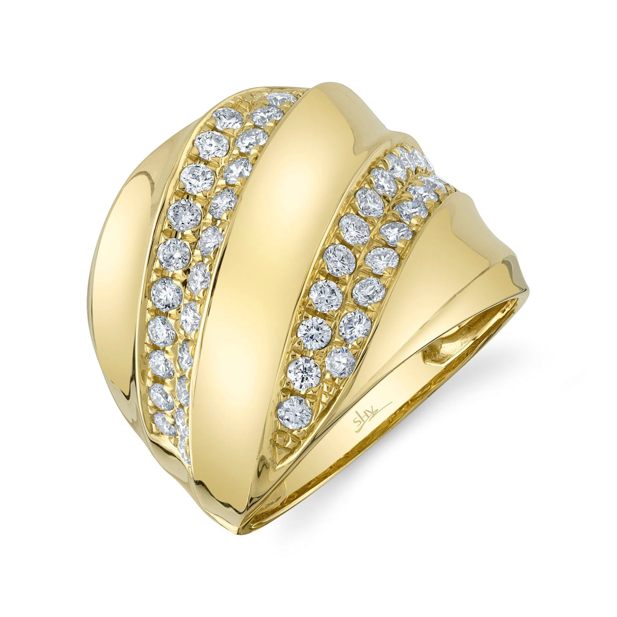 Shy Creation Women's 0.87 ct. Diamond Ring in 14K Yellow Gold - Size 7