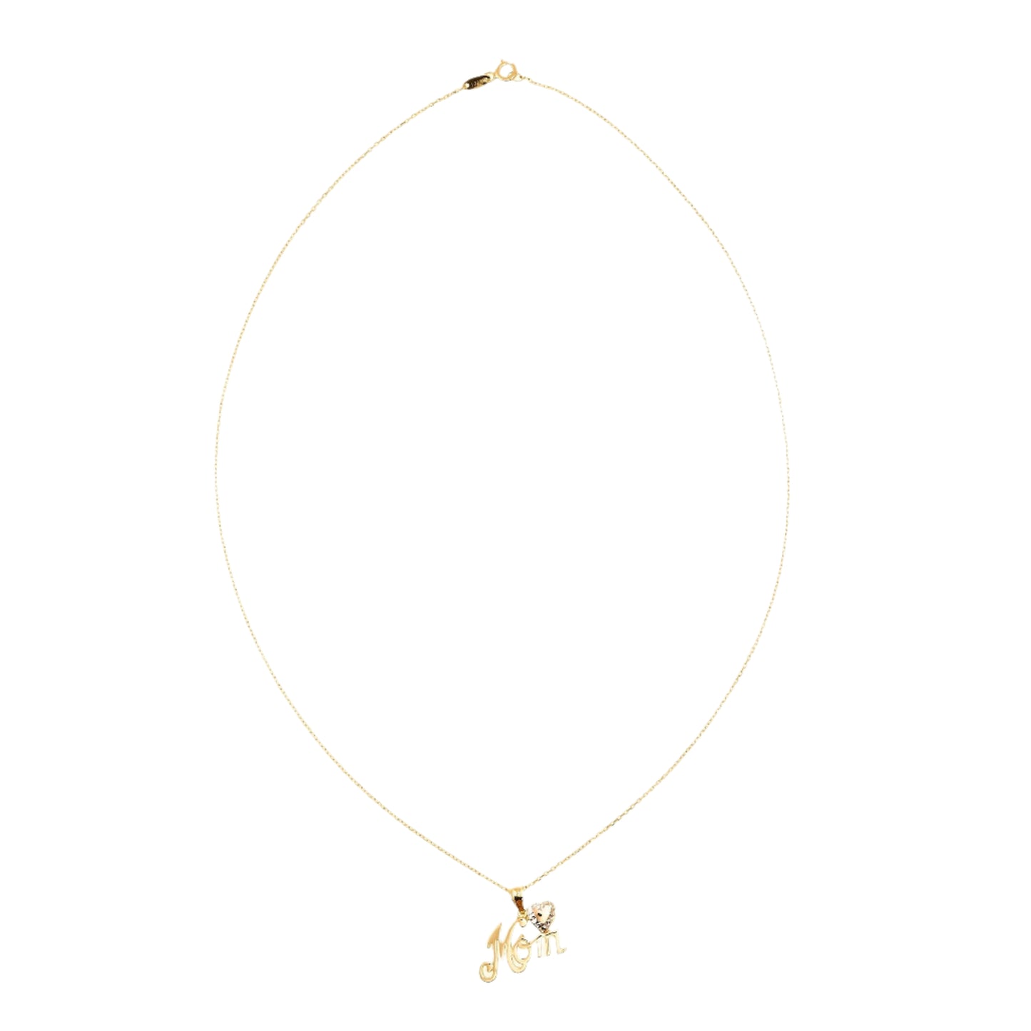 Gold "Mom" Heart Necklace in 10K Yellow Gold