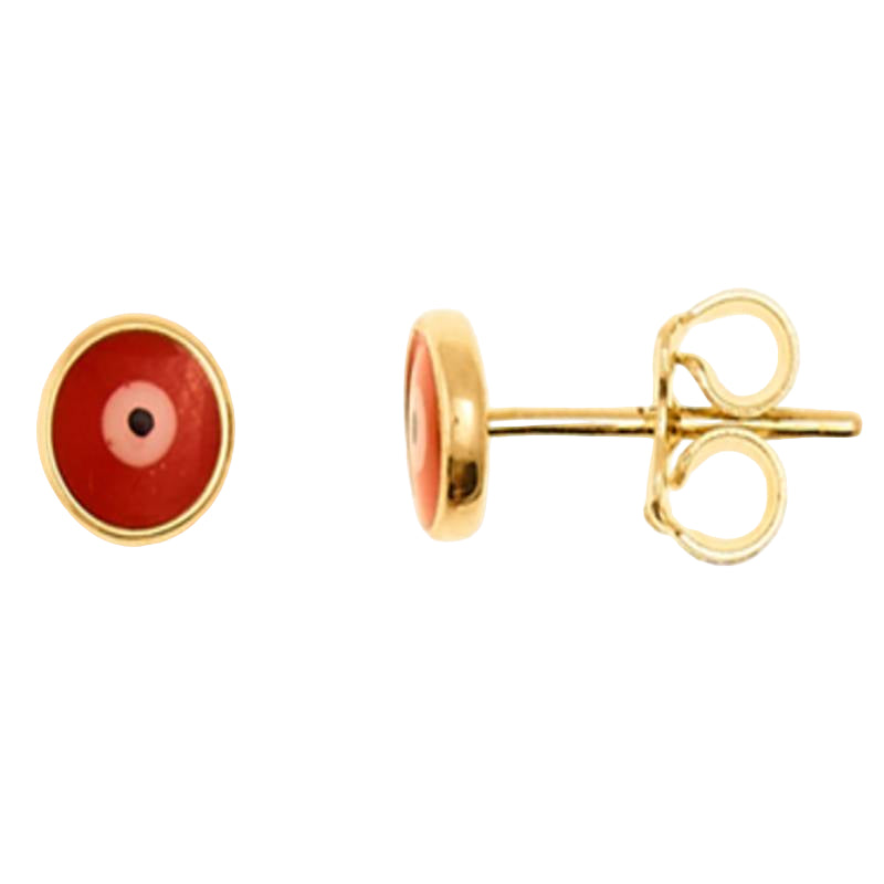14K Yellow Gold Evil Eye Stud Earring