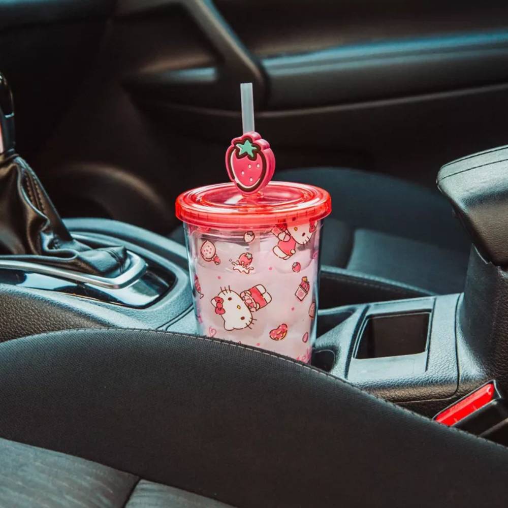 Sanrio Hello Kitty 24 oz Strawberry Sweets Carnival Cup With Lid - Pink